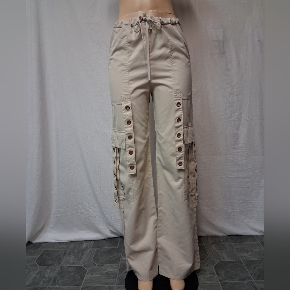 PrettyLittleThing Beige Wide Leg Cargo Pants